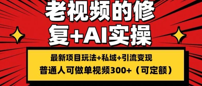 修复老视频的玩法，搬砖+引流的变现(可持久)，单条收益300+【揭秘】-吾爱自习网