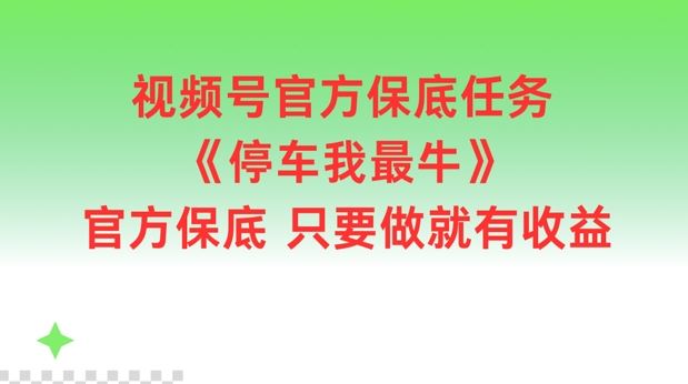 视频号官方保底任务，停车我最牛，官方保底只要做就有收益【揭秘】-吾爱自习网