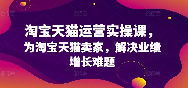 淘宝天猫运营实操课，为淘宝天猫卖家，解决业绩增长难题-吾爱自习网