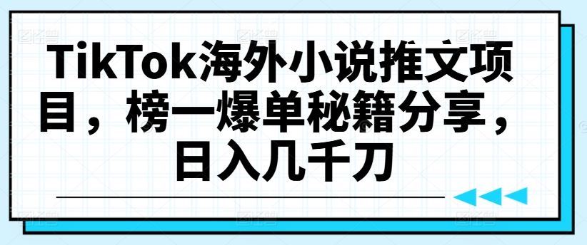 TikTok海外小说推文项目，榜一爆单秘籍分享，日入几千刀-吾爱自习网