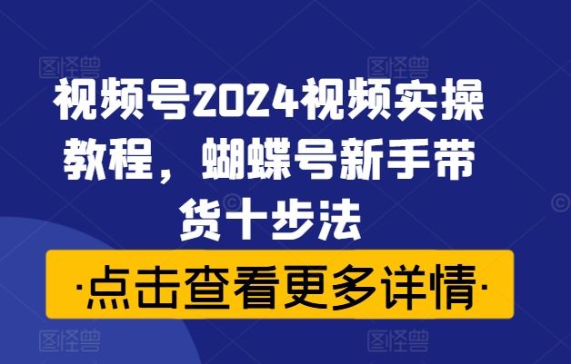 视频号2024视频实操教程，蝴蝶号新手带货十步法-智慧宝库