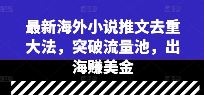 最新海外小说推文去重大法，突破流量池，出海赚美金-智慧宝库