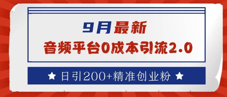 9月最新：音频平台0成本引流，日引200+精准创业粉【揭秘】-智慧宝库