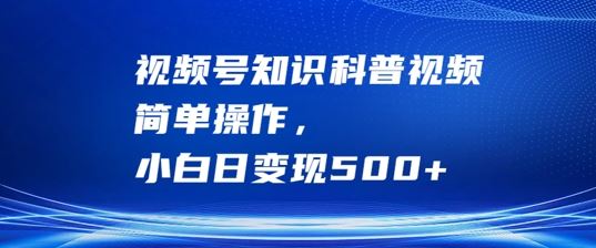 视频号知识科普视频，简单操作，小白日变现500+【揭秘】-智慧宝库