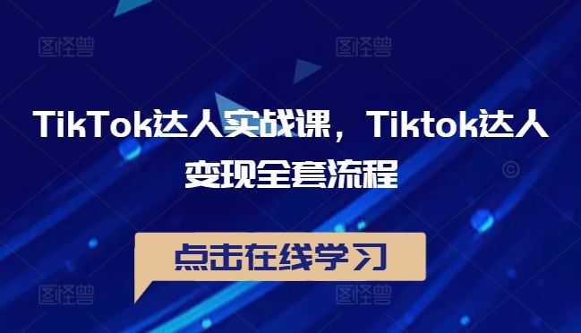 TikTok达人实战课，Tiktok达人变现全套流程-智慧宝库