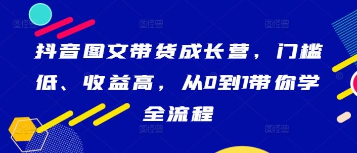 抖音图文带货成长营，门槛低、收益高，从0到1带你学全流程-智慧宝库