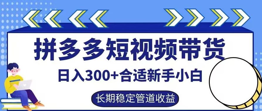 拼多多短视频带货日入300+有长期稳定被动收益，合适新手小白【揭秘】-吾爱自习网