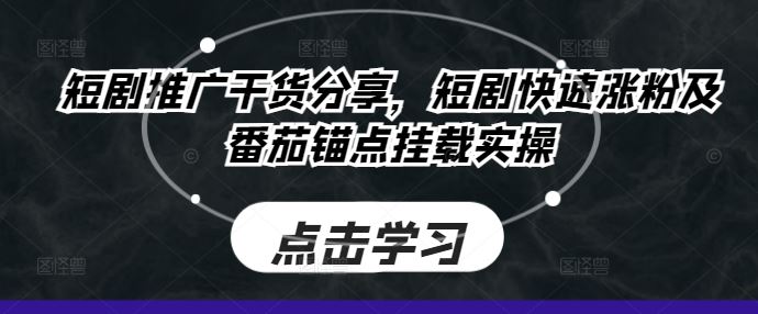 短剧推广干货分享，短剧快速涨粉及番茄锚点挂载实操-吾爱自习网