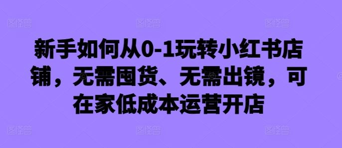 新手如何从0-1玩转小红书店铺，无需囤货、无需出镜，可在家低成本运营开店-吾爱自习网