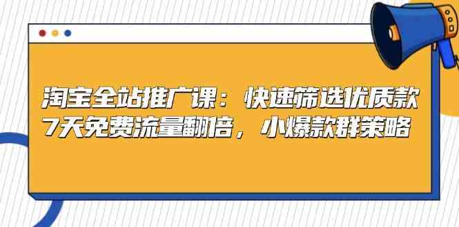 淘宝全站推广课：快速筛选优质款，7天免费流量翻倍，小爆款群策略-大海创业网