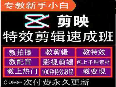 剪映特效教程和运营变现教程，特效剪辑速成班，专教新手小白-吾爱自习网