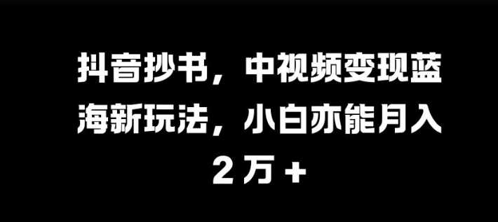 抖音抄书，中视频变现蓝海新玩法，小白亦能月入 过W【揭秘】-吾爱自习网