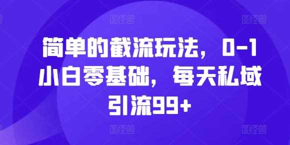 简单的截流玩法，0-1小白零基础，每天私域引流99+【揭秘】-吾爱自习网