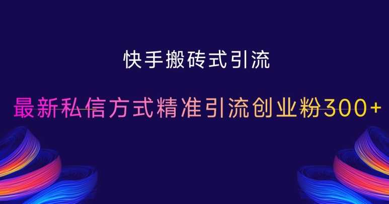 快手搬砖式引流，最新私信方式精准引流创业粉300+-吾爱自习网