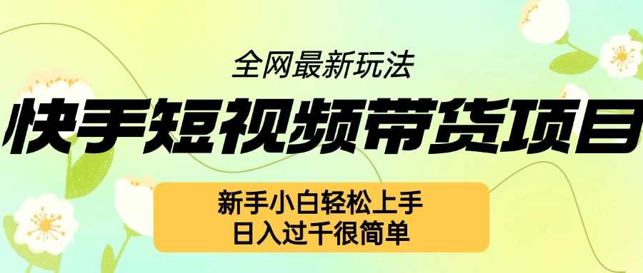 快手短视频带货项目最新玩法，新手小白轻松上手，日入几张很简单【揭秘】-大海创业网