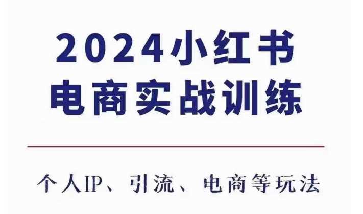 2024小红书电商3.0实战训练，包含个人IP、引流、电商等玩法-富业网创