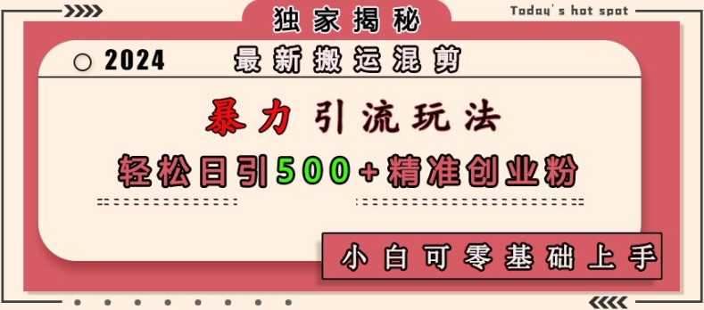 最新搬运混剪暴力引流玩法，轻松日引500+精准创业粉，小白可零基础上手-富业网创