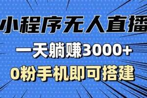 （13326期）抖音小程序无人直播，一天躺赚3000+，0粉手机可搭建，不违规不限流，小…