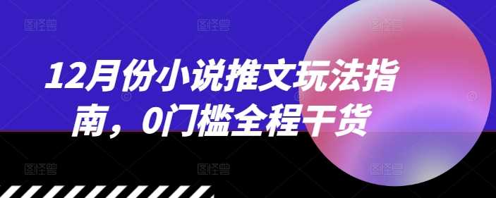 12月份小说推文玩法指南，0门槛全程干货-吾爱自习网