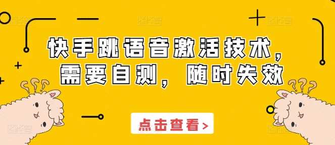 快手跳语音激活技术，需要自测，随时失效-大海创业网