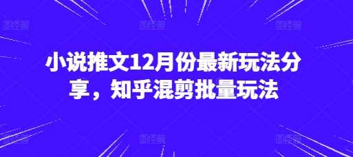 小说推文12月份最新玩法分享，知乎混剪批量玩法-吾爱自习网