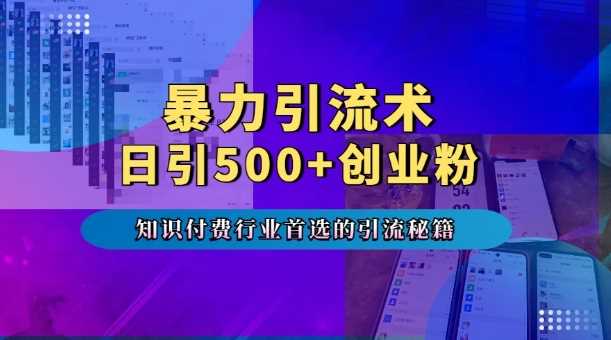 暴力引流术，专业知识付费行业首选的引流秘籍，一天暴流500+创业粉，五个手机流量接不完!-富业网创