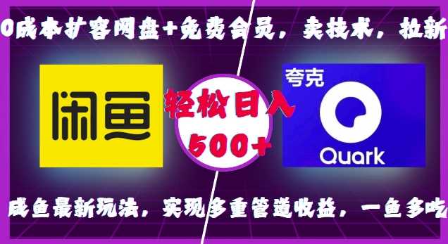 0成本扩容网盘+免费会员，卖技术，拉新，咸鱼最新玩法，实现多重管道收益，一鱼多吃，轻松日入500+-富业网创