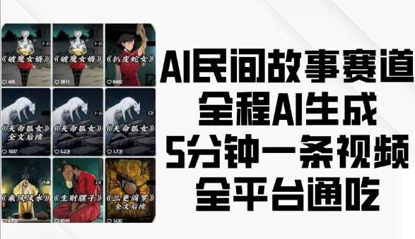 AI民间故事赛道，全程AI生成5分钟一条视频，全平台通吃