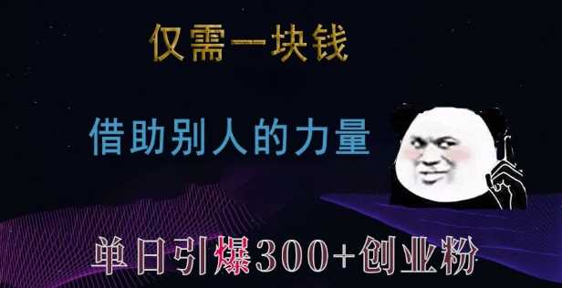 仅需一块钱，借助别人的力量，单日引爆300+创业粉、兼职粉【揭秘】-富业网创