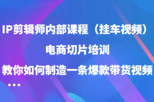 IP剪辑师内部课程（挂车视频），电商切片培训，教你如何制造一条爆款带货视频（更新）