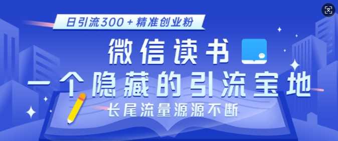 微信读书，一个隐藏的引流宝地，不为人知的小众打法，日引流300+精准创业粉，长尾流量源源不断-富业网创