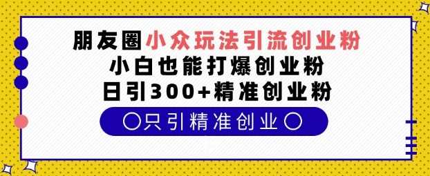 朋友圈小众玩法引流创业粉，小白也能打爆创业粉，日引300+精准创业粉【揭秘】-吾爱自习网