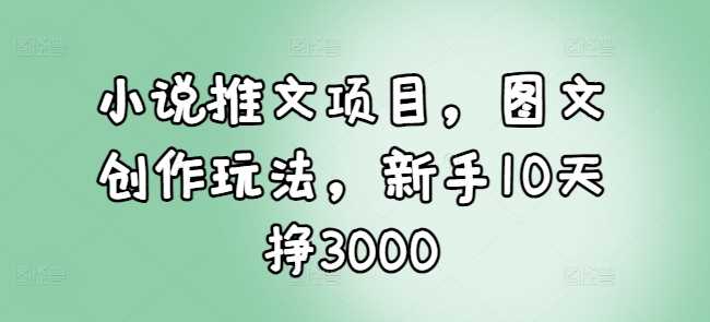 小说推文项目，图文创作玩法，新手10天挣3000-富业网创