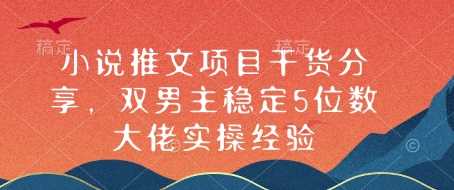 小说推文项目干货分享，双男主稳定5位数大佬实操经验-小乙客栈