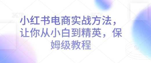 小红书电商实战方法，让你从小白到精英，保姆级教程-吾爱自习网