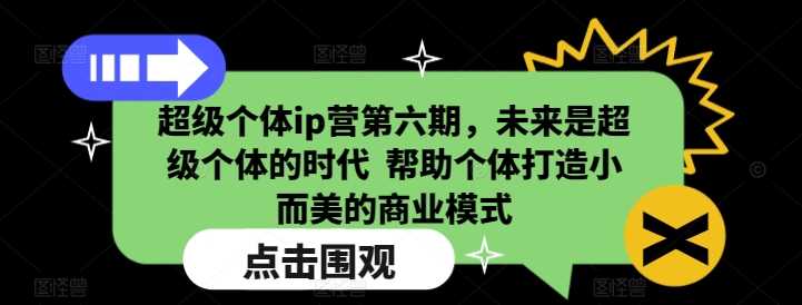 超级个体ip营第六期，未来是超级个体的时代  帮助个体打造小而美的商业模式-富业网创