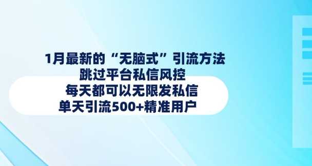 1月最新的无脑式引流方法，跳过平台私信风控，每天都可以无限发私信，单天引流500+精准用户-富业网创