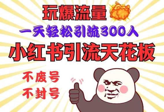 小红书引流天花板，玩爆流量，一天轻松引流300人，安全操作-富业网创