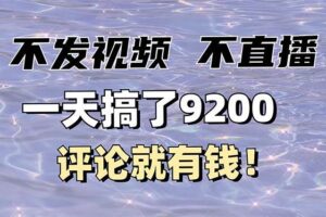 （14018期）不发作品不直播，评论就有钱，一条最高10块，一天搞了9200