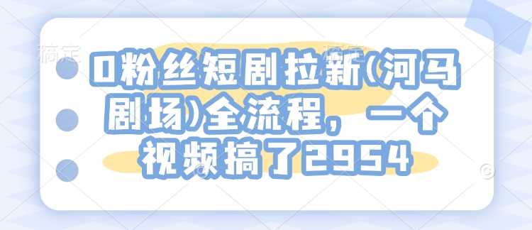 0粉丝短剧拉新(河马剧场)全流程，一个视频搞了2954-吾爱自习网