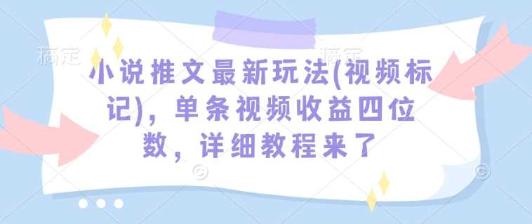 小说推文最新玩法(视频标记)，单条视频收益四位数，详细教程来了-大海创业网