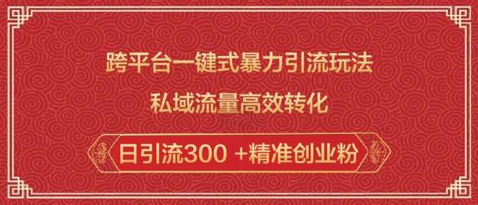 跨平台一键式暴力引流玩法，私域流量高效转化日引流300 +精准创业粉-大海创业网