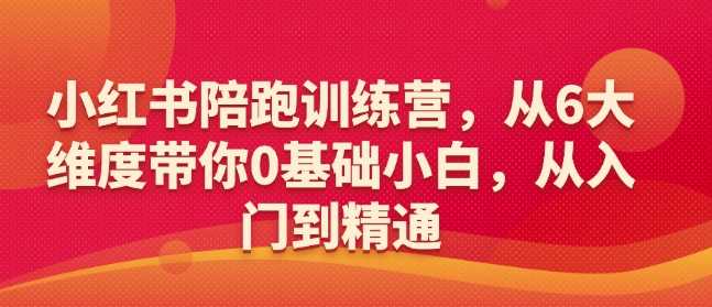 小红书陪跑训练营，从6大维度带你0基础小白，从入门到精通-富业网创