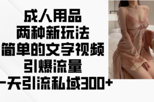 成人用品两种新玩法，简单的文字视频引爆流量，一天引流私域300+