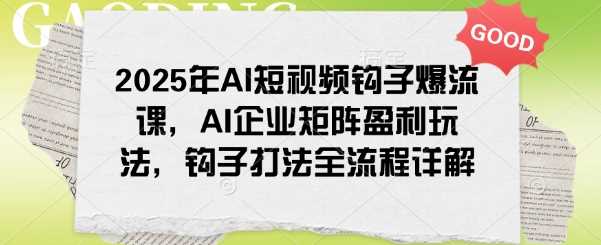 2025年AI短视频钩子爆流课，AI企业矩阵盈利玩法，钩子打法全流程详解-富业网创