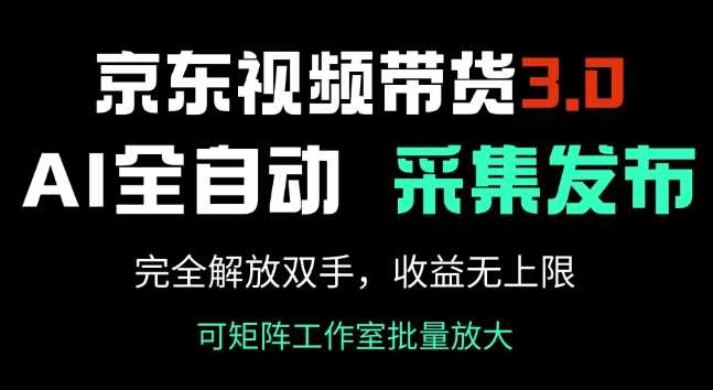 京东视频带货3.0，Ai全自动采集+自动发布，完全解放双手，收入无上限-富业网创