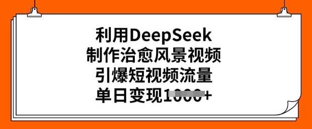 利用DeepSeek制作治愈风景视频，引爆短视频流量，单日变现多张-富业网创