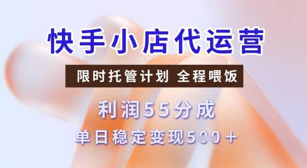 快手小店代运营3.0，模式新升级，收益55分，稳定单日5张【揭秘】-富业网创