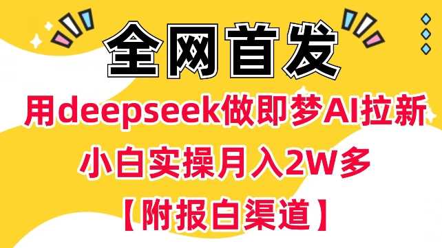 用deepseek做即梦Ai拉新 小白实操月入过W+【附报白渠道】-富业网创