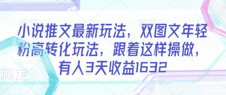 小说推文最新玩法，双图文年轻粉高转化玩法，跟着这样操做，有人3天收益1632-富业网创